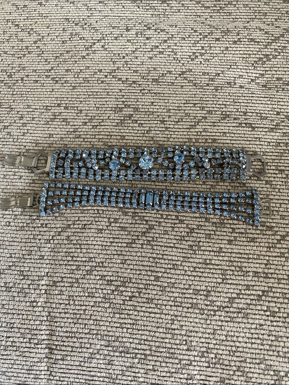 Blue Rhinestone Multi-Row Bracelet Set - Women's Fashion Jewelry